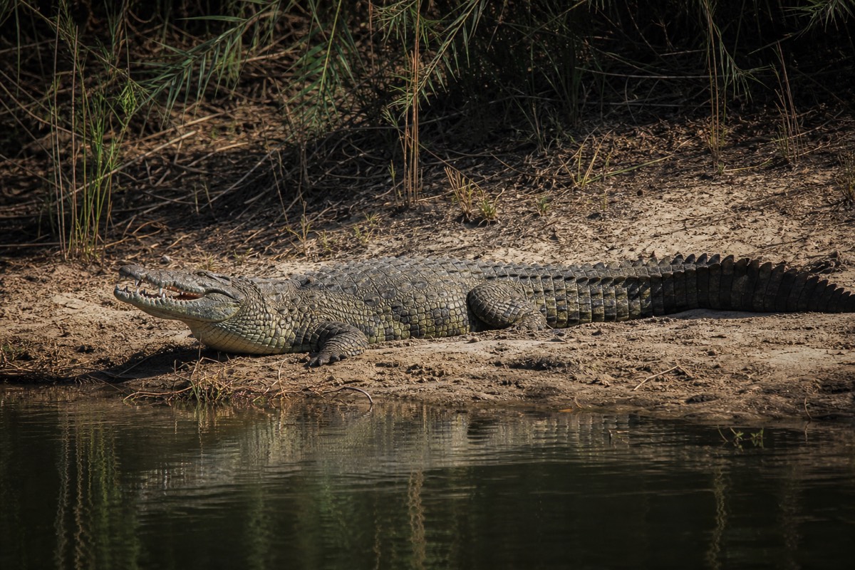 A hippo in one of the delta's permanent channels